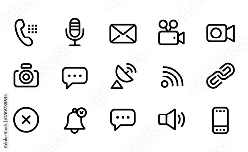 Collection of communication and media icons