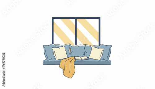 A cozy window seat adorned with cushions and a soft throw creating a perfect reading nook illuminated by natural light.