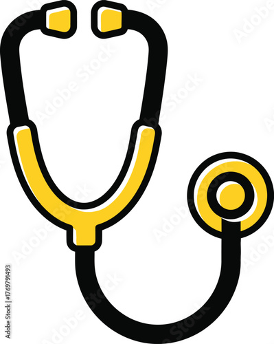 Simple illustration of a yellow hospital building with surrounding structures