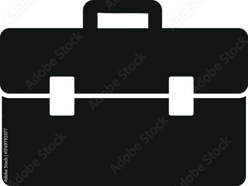 Briefcase icon, professional business silhouette for office and carrier