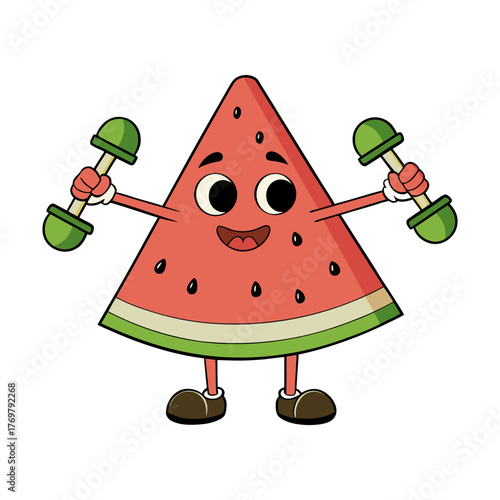 watermelon lifting tiny dumbbells