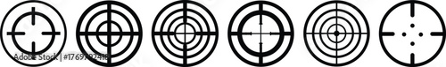 Crosshair icon set, precision target reticles for ui, gaming and design