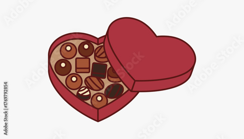 A heartshaped box of assorted chocolates partially od to reveal a variety of delectable treats.