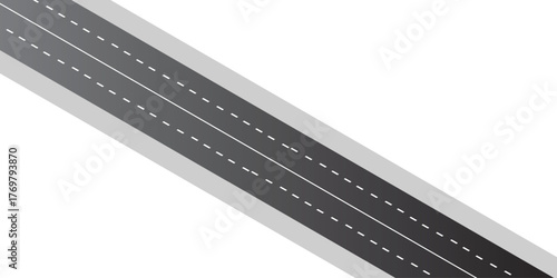 Curved Street or Highway Vector with White Painted Lines