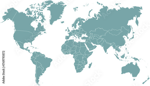 World map. Grey modern vector map. Silhouette map.