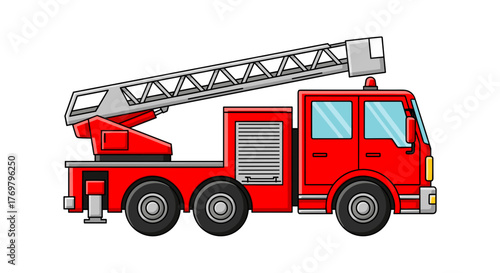 Cartoon fire truck illustration for kids emergency vehicle firetruck rescue service clip art icon drawing vector