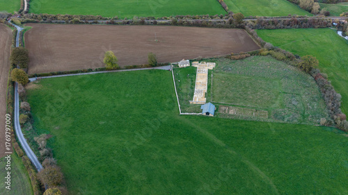 Drone Image Of North Leigh Roman Villa In Oxfordshire