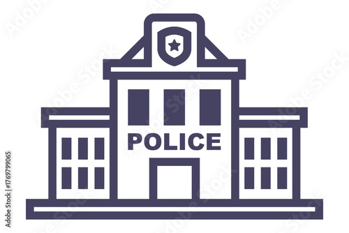 Black police station icon. Flat illustration