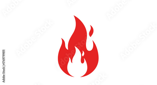 A vibrant red flame icon on a black background, symbolizing fire, heat, energy, and passion. This simple yet powerful graphic is perfect for representing concepts like warmth, danger, cooking, or
