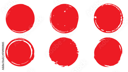vector Japanese red circles ,Pencil, marker stroke paint,Vector icon set. for  t shirt, poster , Rough grunge texture frames