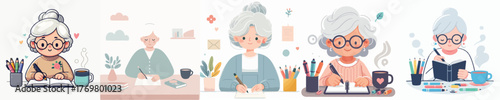 Vector grandma writing