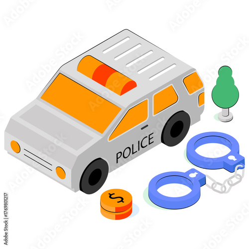 Police car illustration in unique design 