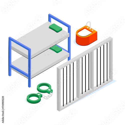 A creative design illustration of jail room