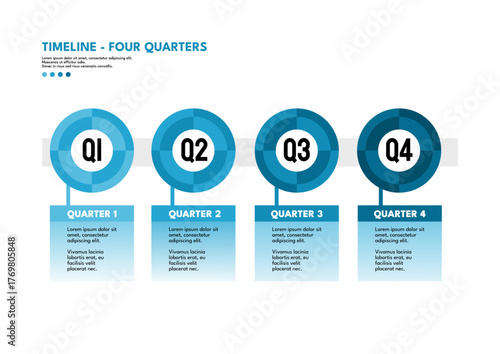 Business timeline infographic template for four quarters