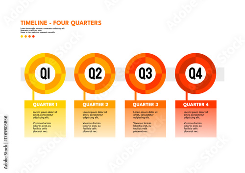 Business timeline infographic template for four quarters