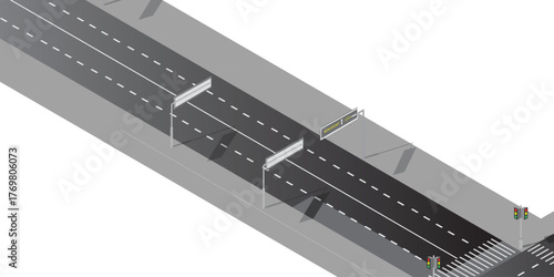 Curved Street or Highway Vector with White Painted Lines