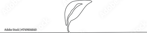 Continous one line Leaf icon illustration. single line simple linear growing leaf concept
