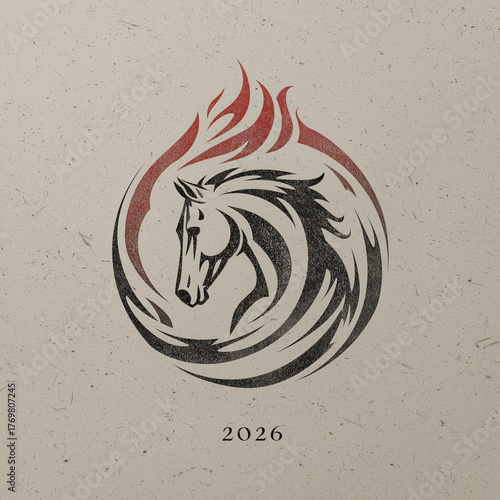 minimalist fire horse emblem