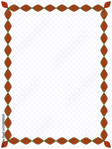 Square frame, vector illustration of intertwining shapes, Christmas garland on a transparent background. Suitable for cards, invitations, notepads, notebooks, and posters.
