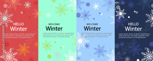 simple minimalist winter vector design illustration background with snowflake theme design. for banner, poster, social media, promotion. vector illustrations