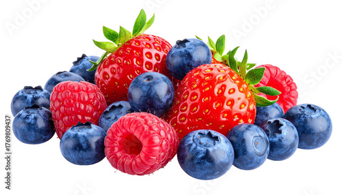 Fresh delicious healthy summer berries mixed composition