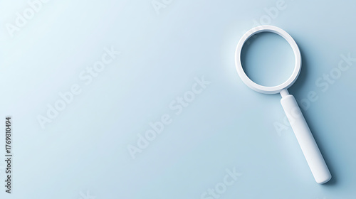 Wallpaper Mural A crisp, minimalist still life of a magnifying glass laying on a pastel background. It signifies research, attention to detail, and clarity in a clean and modern style. Torontodigital.ca