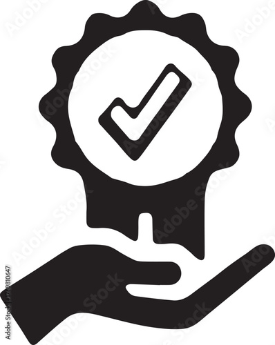 Hand holding a verified checkmark badge symbolizing quality assurance and approval
