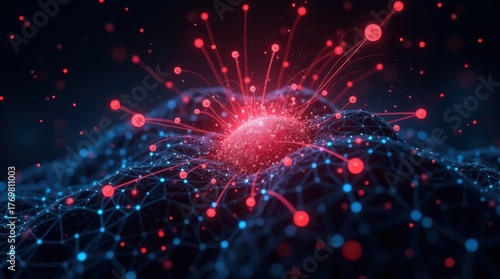 Red abstract data explosion network