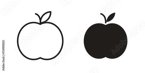 Apple icons with simple flat and thin stroke style