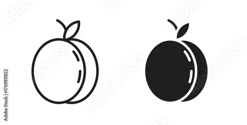 Apricot icons with simple flat and thin stroke style