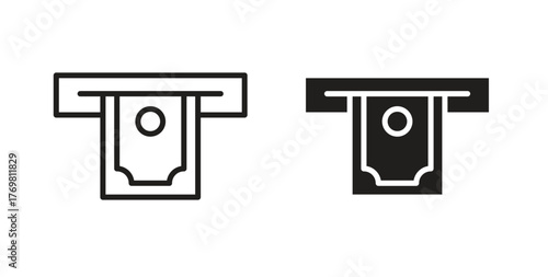 atm cash icons with simple flat and thin stroke style