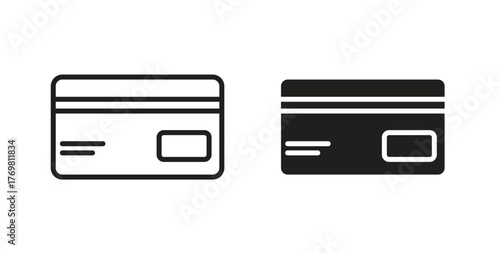 ATM card icons with simple flat and thin stroke style