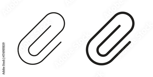 Attachment clip icons with simple flat and thin stroke style