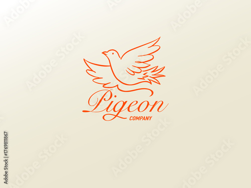 Beautiful pigeon one line bird emblem or icon for your company. peace symbol. hand drawn engraving.
