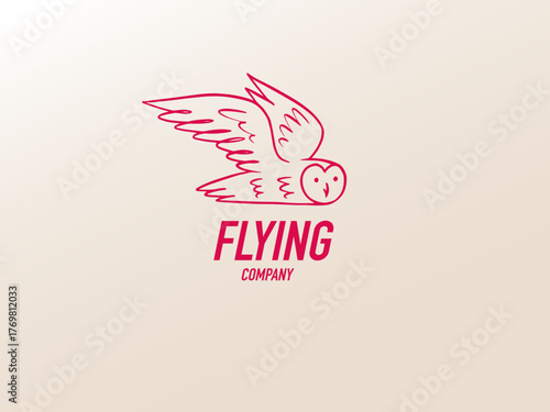 Beautiful owl one line bird emblem or icon for your company. peace symbol. hand drawn engraving.