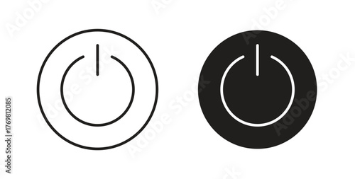 Button on off icons with simple flat and thin stroke style