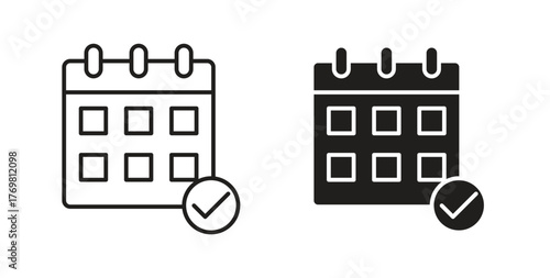 Tableau sur toile Calendar check icons with simple flat and thin stroke style