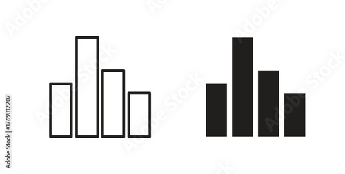 Chart histogram icons with simple flat and thin stroke style