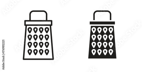 Cheese grater icons with simple flat and thin stroke style