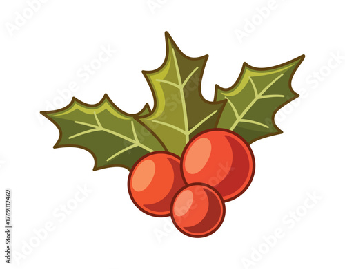 Holly mistletoe Christmas attribute cartoon