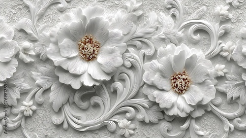 Modern interior floral embossed wall background high resolution picture