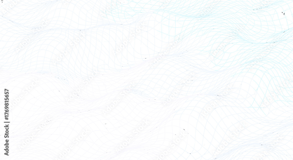 Obraz premium Abstract 3D Wavy Grid Surface with Ripple Effect: A Dynamic and Modern Background Illustration for Brochures, Posters, Covers, Cards, Presentations, Flyers, and Banners, Featuring a Mesmerizing Flow