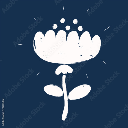Vector illustration of a hand-drawn flower symbolizing delicate beauty, creativity, and harmony