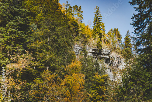 Wanderung durch die Bürser Schlucht, Wandern in Österreich, Vorarlberg im Herbst. 