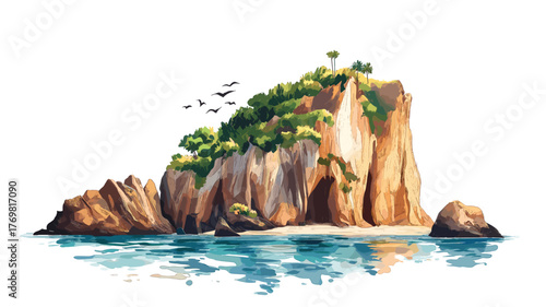 Ballestas Islands. Ballestas Islands hand drawn watercolor illustration