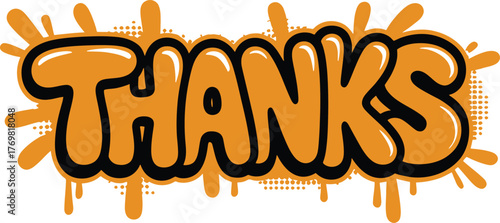 Thanks Graffiti Style Urban Art Bubbling Text