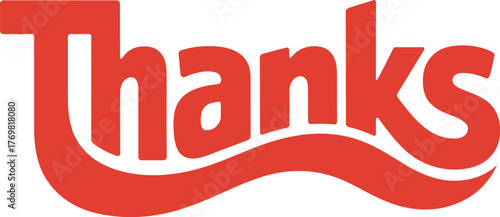 Thanks Script Red Wavy Hand Lettering Typography Design