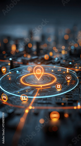 Local business geo localization solutions concept illustration made with Generative AI