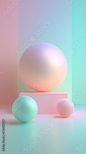 Abstract geometric background in pastel colors illustration made with Generative AI