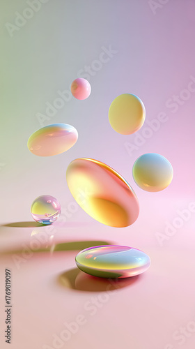 Abstract geometric background in pastel colors illustration made with Generative AI